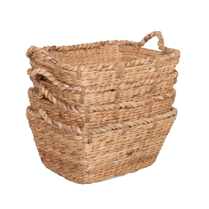 Better Homes & Gardens Rectangular Water Hyacinth Basket, Set of 4