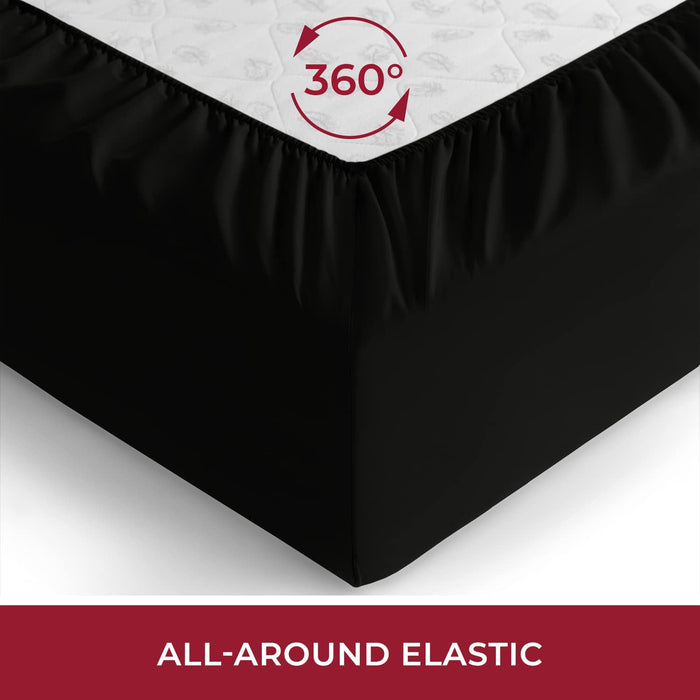Queen Fitted Sheet - Deep Pocket Cooling Sheets up to 16 Inch - Hotel Luxury Bedding - Softest Sheets - Wrinkle, Fade, Stain Resistant - 1 Single Queen Fitted Sheet Only (Queen, Black)
