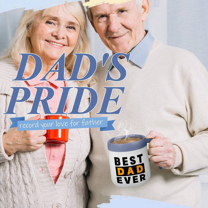 Dad Mug,Gift for Dad and Men, Best Dad Ever Mug, Insulated Travel Tea Mug with Handle and Lid, Dad Mug for Birthday Christmas Fathers Gifts Day from Wife Daughter Son.
