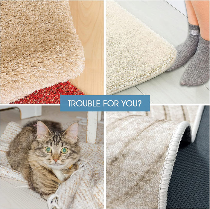 8 PCS Rug Grippers Washable Reusable Rug Tape Carpet Holder for Hardwood Floors Tile Dual Sided Prevents Curl anti Rug Slip Pads Rug Stickers for Area Rugs Size 5.9×4.3×0.08 Inch Triangle