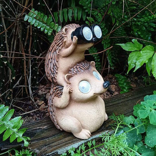 Garden Statues Hedgehog Yard Decor Solar Animal Outdoor Lawn outside Decorations Patio Ornaments Porch Waterproof Funny Sculptures Cute Figurines Gifts
