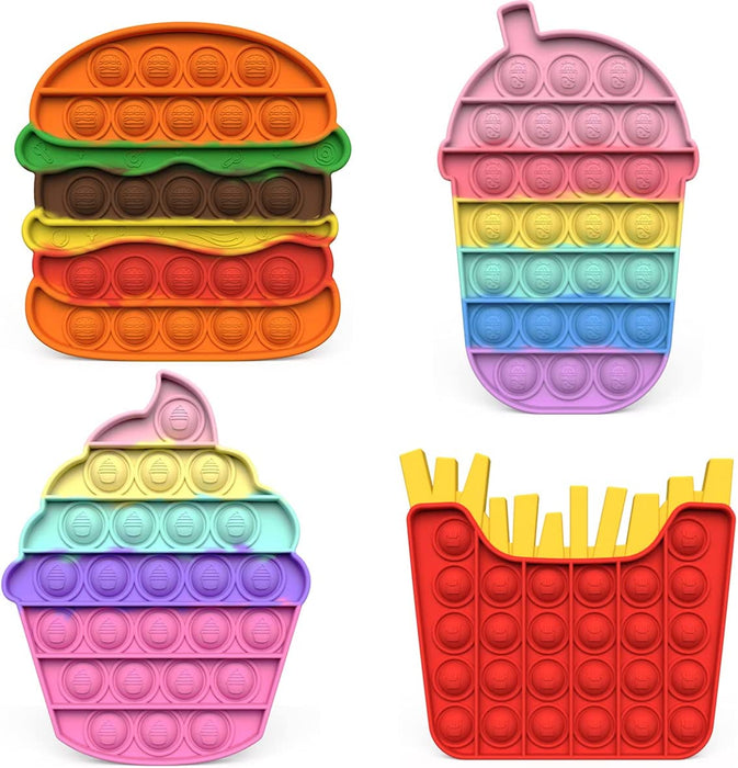 Fidget Toys Push It Toy for Adult and Children, Push Bubble Stress Toy for Autism, Sensory Popper Game Toy for Kids Boys Girls, Hamburger, Fries, Ice Cream & Soda Shapes…