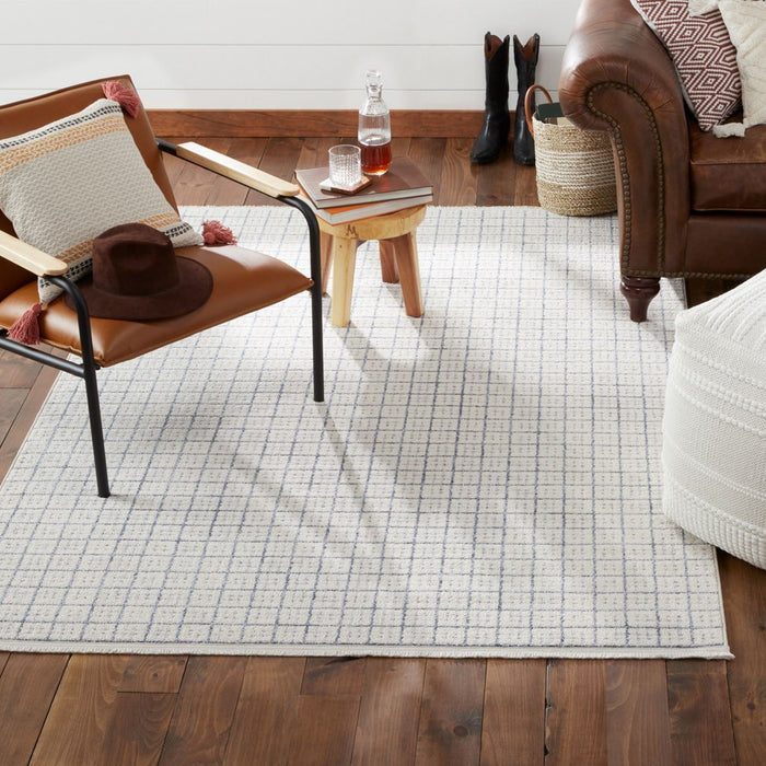 Wanda June Home Squares with Fringe Area Rug, Blue, 5'2" X 7'2" by Miranda Lambert
