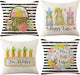 Easter Pillow Covers 18X18 Set of 4 Easter Decorations for Home Bunny Happy Easter Peeps Hip Hop Easter Egg Pillow Case, Seasonal Spring Throw Cushion Case for Home Decorations (18X18 Inch)