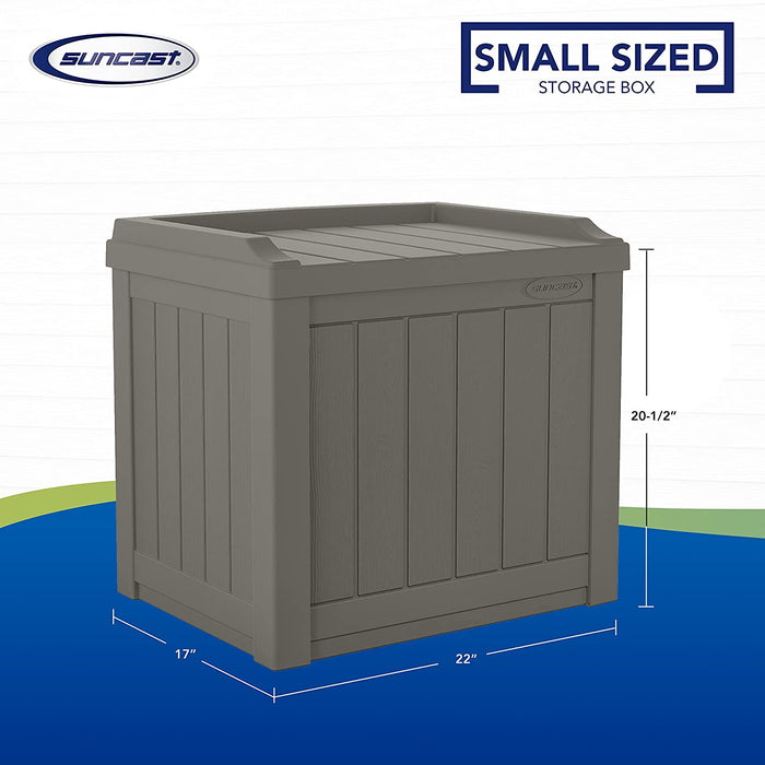 22-Gallon Small Deck Box - Lightweight Resin Indoor/Outdoor Storage Container and Seat for Patio Cushions and Gardening Tools - Store Items on Garage, Yard - Stone Gray