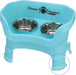 Neater Feeder Deluxe with Leg Extensions for Small Dogs - Mess Proof Pet Feeder with Stainless Steel Food & Water Bowls - Drip Proof, Non-Tip, and Non-Slip - Gunmetal Grey