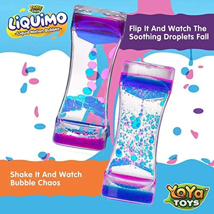 Liquimo - Liquid Motion Bubbler for Kids and Adults (3-Pack) - Hourglass Liquid Bubbler - Timer for Sensory Play, Fidget Toy - Stress Management - Cool Desk Décor