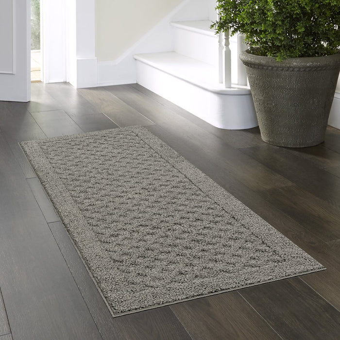 Mainstays Dylan Solid Diamond Traditional Runner Pewter Rug, 1'9"X5'