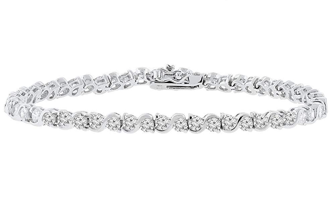 Ezra 7.5 18K Infinity Tennis Bracelet, White Gold Plated Bangle Bracelet with Unique Infinity Chain Design & CZ Stones, Sparkling Tennis Bracelets for Women, MSRP - $170