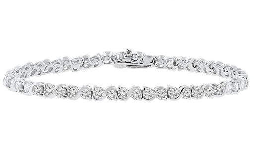 Ezra 7.5 18K Infinity Tennis Bracelet, White Gold Plated Bangle Bracelet with Unique Infinity Chain Design & CZ Stones, Sparkling Tennis Bracelets for Women, MSRP - $170
