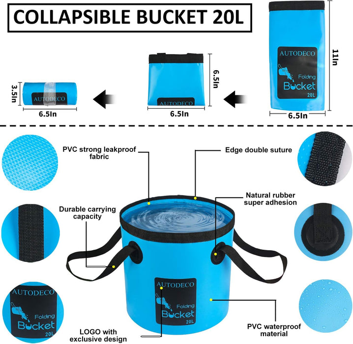 22Pcs Car Wash Cleaning Tools Kit Car Detailing Set with Blue Canvas Bag Collapsible Bucket Wash Mitt Sponge Towels Tire Brush Window Scraper Duster Complete Interior Car Care Kit
