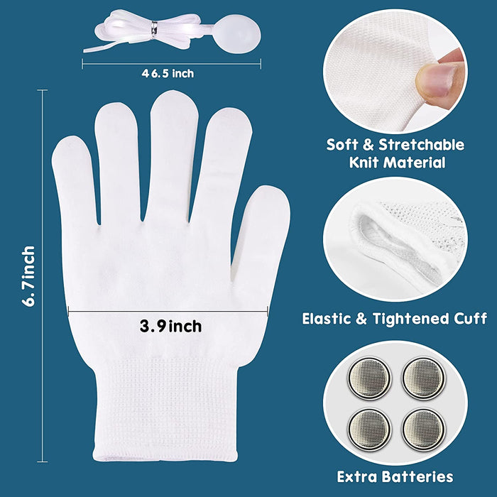 LED Gloves for Kids Cool Toys Boy Toys Flashing Gloves and Shoelaces with 6 Modes Light up Toys for 8-10 Years Old Boys Fun Toys Gifts for Dances, Performances and Birthday Parties