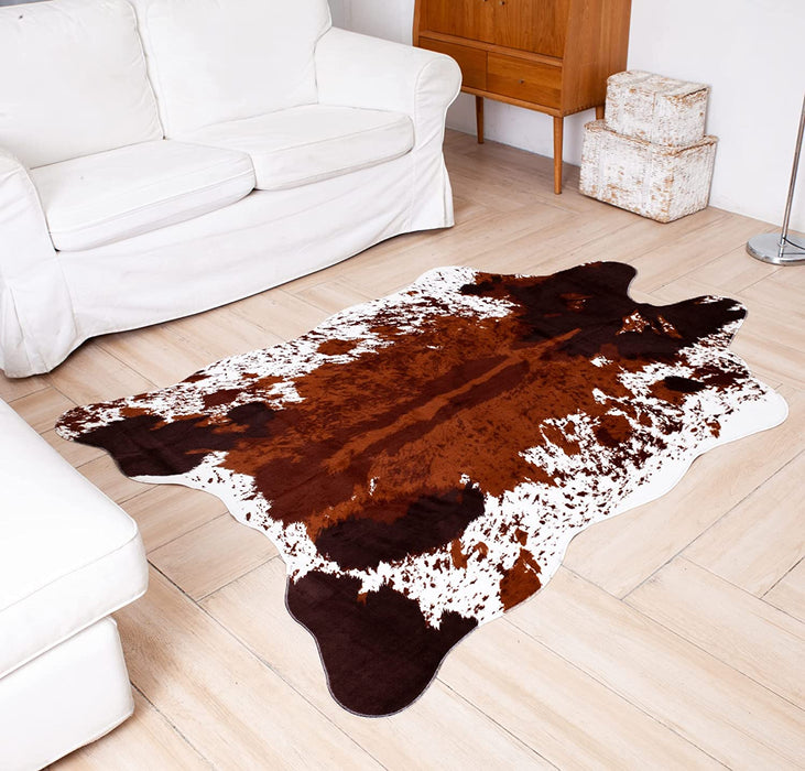 Cowhide Rug Faux Cow Shaped Rug Western Decor for Home Approx 4.5' X 6.2'