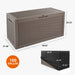 COSVALVE 100 Gallon Deck Box, Large Resin Outdoor Storage Box, Patio Garden Furniture with Oxford Waterproof Dust Cover for Outdoor Cushions & Pillows, Pool Toys, Garden Tools,Sports Equipment(Brown)