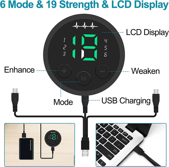 USB Rechargeable Portable Fitness Workout Equipment with 10Pcs Free Gel Pads for Men Woman, the Latest Model 6 Modes, 19 Levels of Intensity