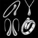 4PCS 925 Sterling Silver Jewelry Set for Women Teardrop Pendant Necklace Earrings Bracelet Ring Fit with Party Meeting Dating Wedding Daily Birthday Gift