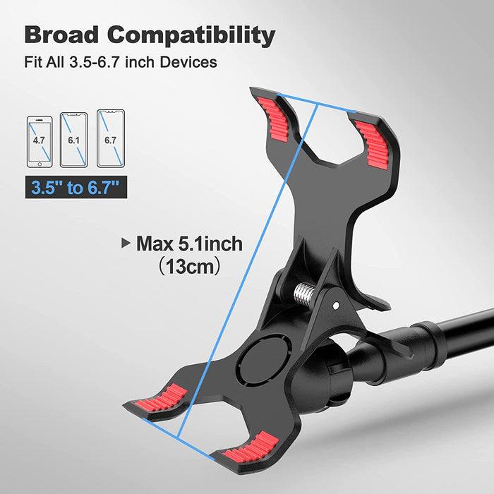 Gooseneck Cell Phone Holder, Universal 360 Flexible Phone Stand Lazy Bracket Mount Long Arms Clamp for Phone 13 Pro Xs Max XR X 8 7 6 6S plus and Other 3.5~6.7'' Device (Black)…