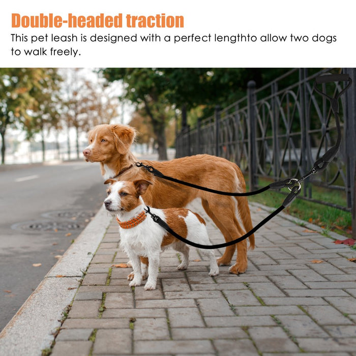 Double Dog Leash, TSV Dual Dog Walking Leash No Tangle 360° Swivel, Shock Absorbing Training Leash with Foam Soft Handle, Heavy Duty Dual Leash for Two Dogs, 70.87In Double-Head Pet Traction Rope