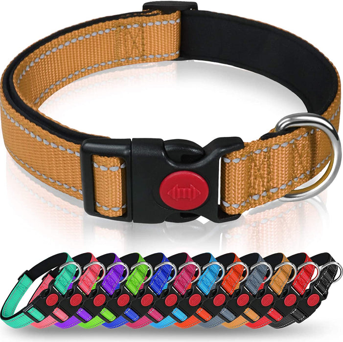 Reflective Dog Collar with Safety Locking Buckle, Adjustable Nylon Pet Collars for Extra Large Dogs, Red