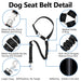 Dog Seat Belt for Car Headrest, Reflective and Adjustable with Bungee for Small Medium Large Dogs and Cats, Black