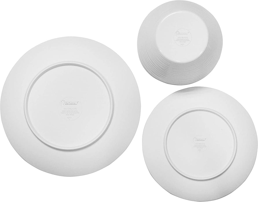 White Melamine Plastic Home Dinnerware Set, 12-Piece Service for 4