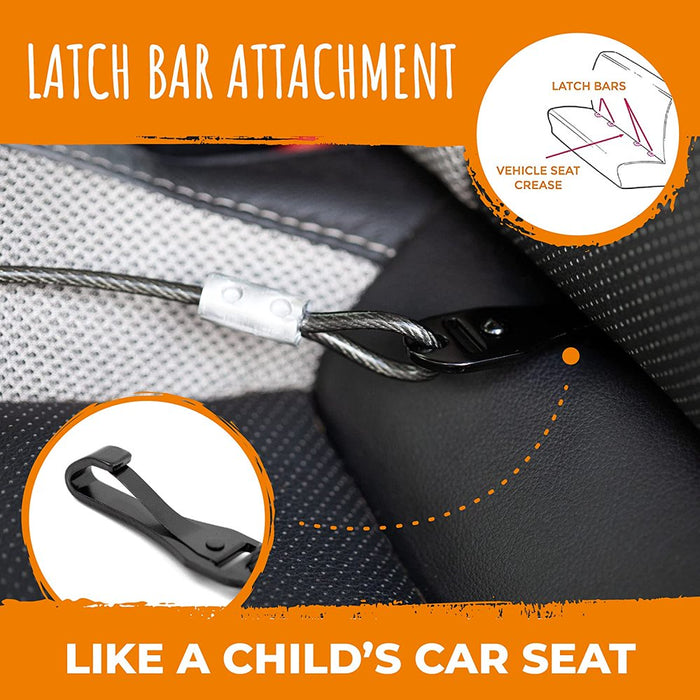 Dog Seat Belt Chew Proof Metal Pet Safety Belt Steel Braided Vehicle Restraint No Chew Tether Seatbelt with Rock Climbers Carabiner