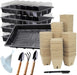 Seed Starter Kit with 90 Peat Pots for Seedlings Seed Starter Tray, 5 Plastic Growing Trays 20 Plant Labels & 3 Garden Tools Outdoor or Indoor