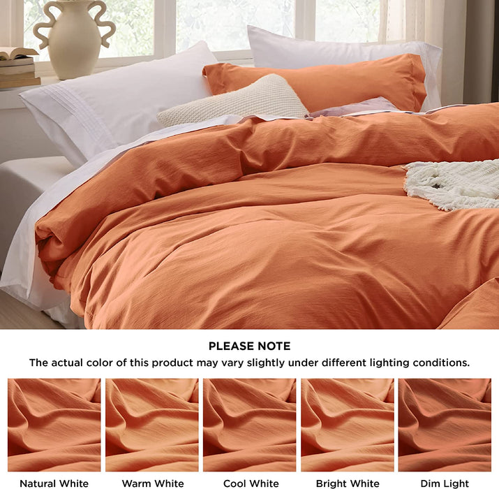 Bedsure Burnt Orange Duvet Cover Queen Size - Soft Prewashed Queen Duvet Cover Set, 3 Pieces, 1 Duvet Cover 90X90 Inches with Zipper Closure and 2 Pillow Shams