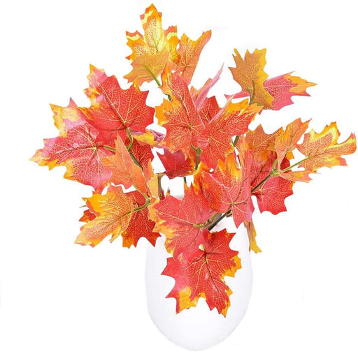 2 Pcs Artificial Maple Shrubs Fake Plants Fall Maple Leaf Bunches for Halloween Home Garden Office Decor, 11.8''