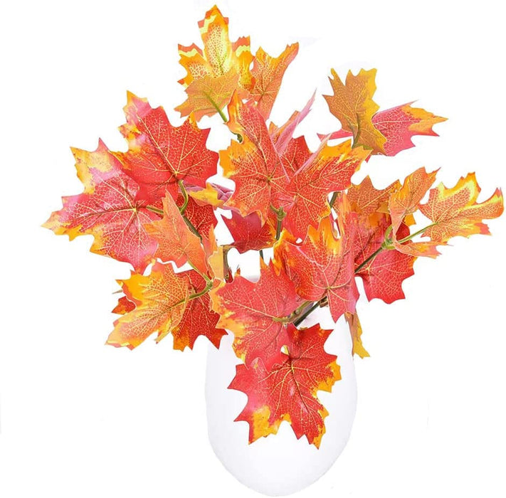 2 Pcs Artificial Maple Shrubs Fake Plants Fall Maple Leaf Bunches for Halloween Home Garden Office Decor, 11.8''
