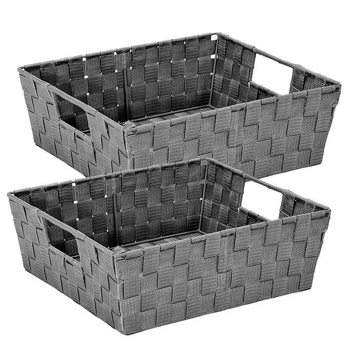 Simplify Steel Basket, Gray, 2-Pieces