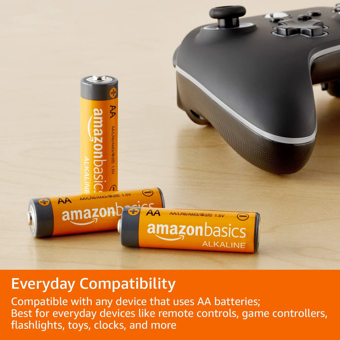 48 Pack AA High-Performance Alkaline Batteries, 10-Year Shelf Life, Easy to Open Value Pack