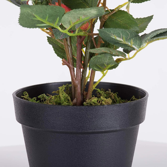 Everyday 21" Indoor Artificial Pink Rose Plant - Lifelife Home or Office Decor - Faux Potted Bush - Maintenance Free