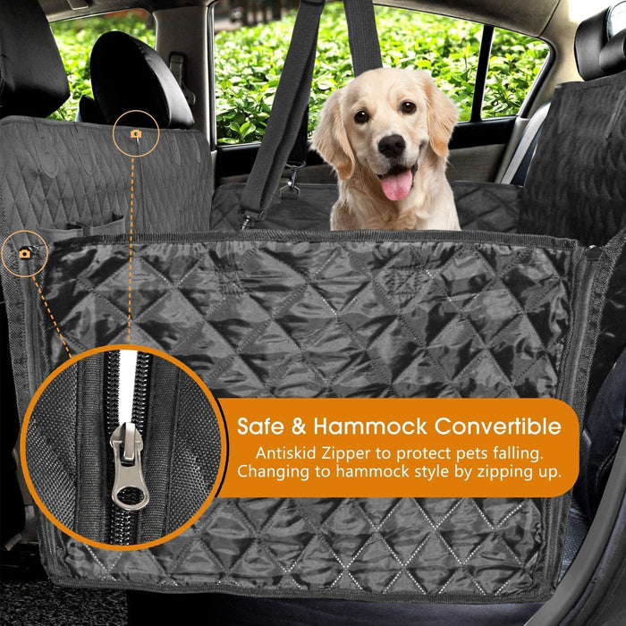 Dog Car Seat Covers, 100% Waterproof Scratch Proof Nonslip Dog Seat Cover, 600D Heavy Duty Seat Cover for Dogs, Dog Car Hammock Pet Seat Cover for Back Seat Car Trucks SUV