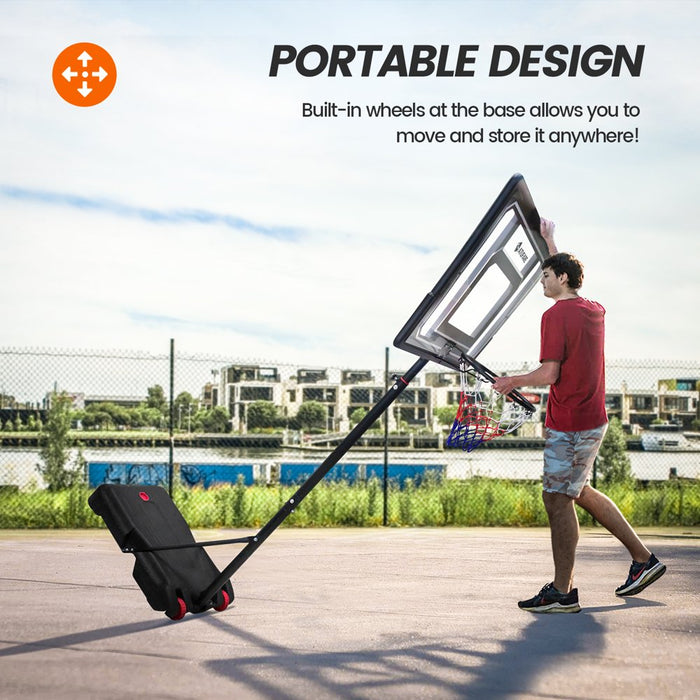 Portable Basketball Hoop Goal System 5 - 7Ft Height Adjustable 34" Backboard for Kids Teens Outdoor Indoor Court