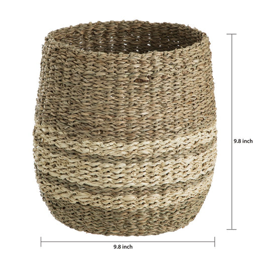 Mainstays Natural Seagrass Basket with Cream Color Stripes