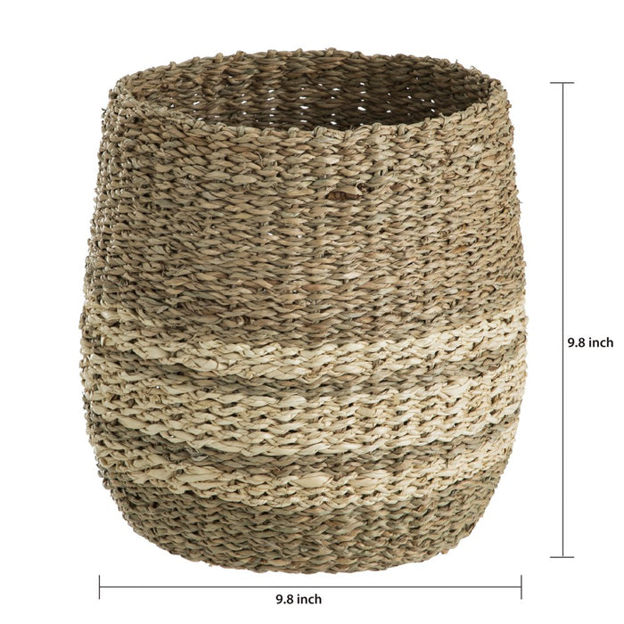 Mainstays Natural Seagrass Basket with Cream Color Stripes