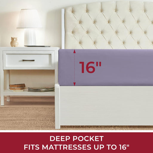 Queen Fitted Sheet - Deep Pocket Cooling Sheets up to 16 Inch - Hotel Luxury Bedding - Softest Sheets - Wrinkle, Fade, Stain Resistant - 1 Single Queen Fitted Sheet Only (Queen, Violet)