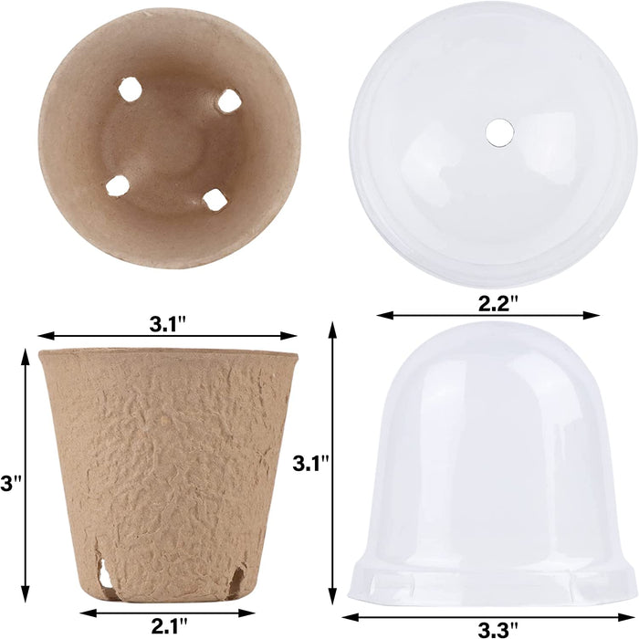 36 Set Plant Nursery Pots with Humidity Dome, Seed Starter Pots Biodegradable Peat Pots, Seedlings Planting Pots with Plant Labels for Indoor Outdoor Garden
