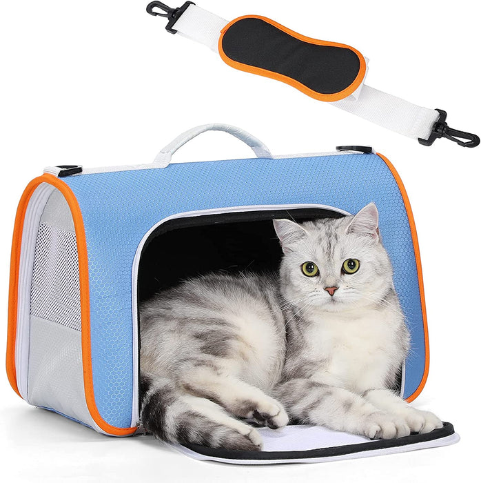 A4Pet Airline Approved Cat Carrier Expandable Dog Carriers,Soft-Sided Portable Pet Travel Washable Carrier for Kittens,Puppies,Rabbit,Hamsters