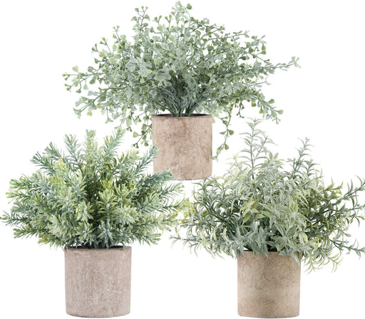 Mini Potted Fake Plants Artificial Small Eucalyptus Plants for Home Office Desk Farmhouse Decor