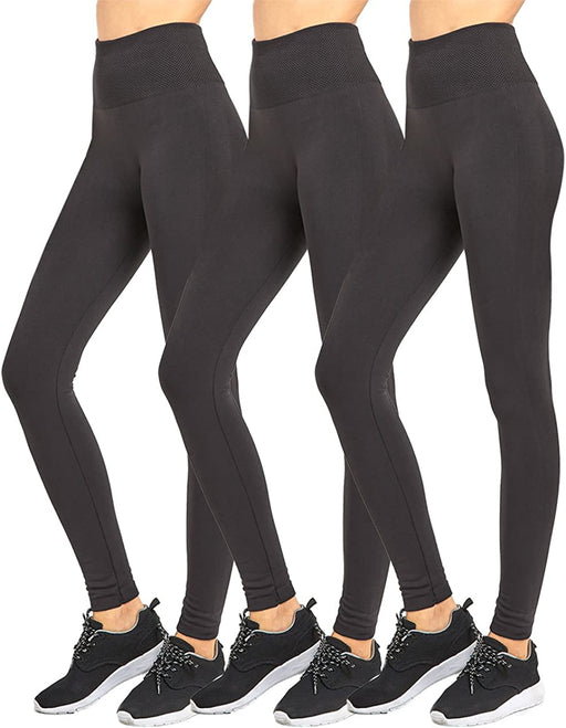 Leggings - Women'S Fleece Lined Solid Color High Waist Full Length Winter Leggings