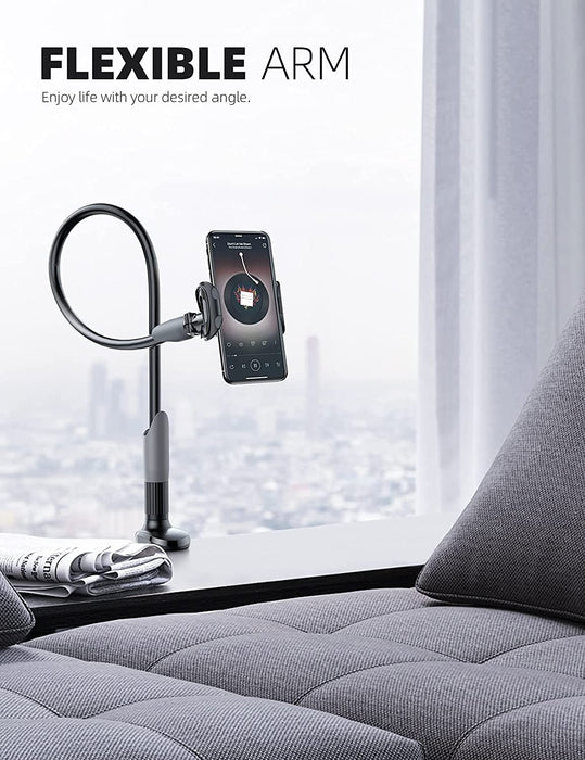 Phone Holder Bed Gooseneck Mount - Cell Phone Clamp Clip for Desk, Flexible Lazy Long Arm Headboard Bedside, Overhead Mount Stand, Compatible with Iphone 14 plus / Pro Max XR X 8 7 6 Plus