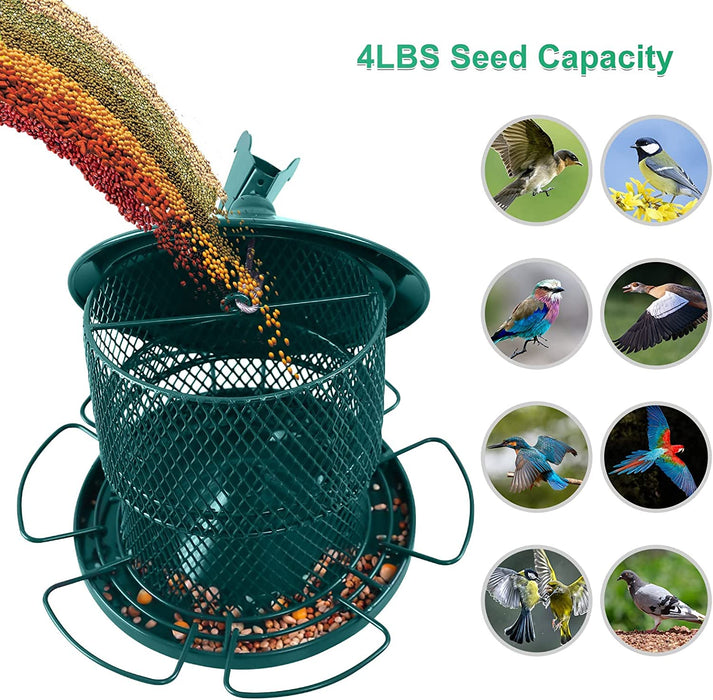 Bird Feeder for outside Hanging,Squirrel Proof Wild Bird Seed Feeders for Outdoor, Metal Large Bird Feeders Waterproof with 4 Lbs Seed Capacity for Cardinal, Sparrow,Finch,Chickadee Etc