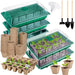 6 Sets Cells Seed Starter Tray Kit with Humidity Dome and Base Seed Starter Peat Pots Germination Trays Including Plastic Plant Growing Trays for Indoor Outdoor Gardening, Green
