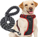 No Pull Dog Harness Adjustable Reflective Oxford Easy Control Medium Large Dog Harness with a Free Heavy Duty 5Ft Dog Leash (S (Neck: 13"-18", Chest: 17.5"-22"), Blue Harness+Leash)