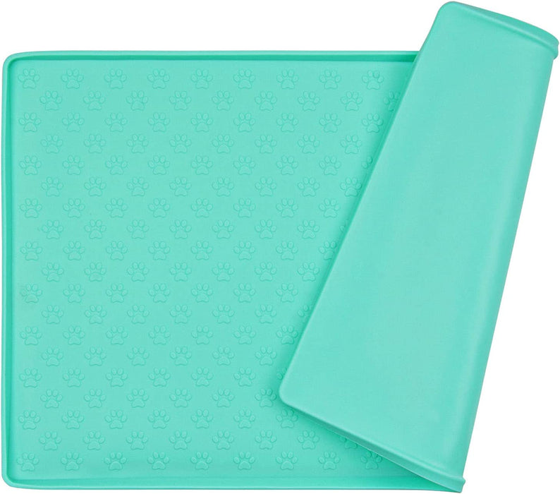 Dog Food Mat, Silicone Dog Cat Bowl Mat, Non Slip Pet Feeding Mat Waterproof Dog Placemat for Small Animals (18.5"X11.8", Blue)