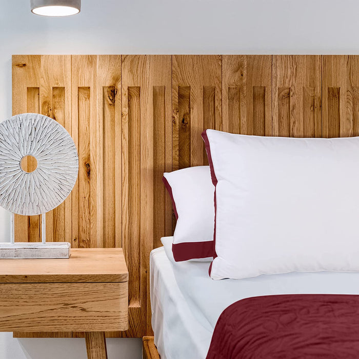 Bed Pillows for Sleeping Queen Size (Burgundy), Set of 2, Cooling Hotel Quality, Gusseted Pillow for Back, Stomach or Side Sleepers