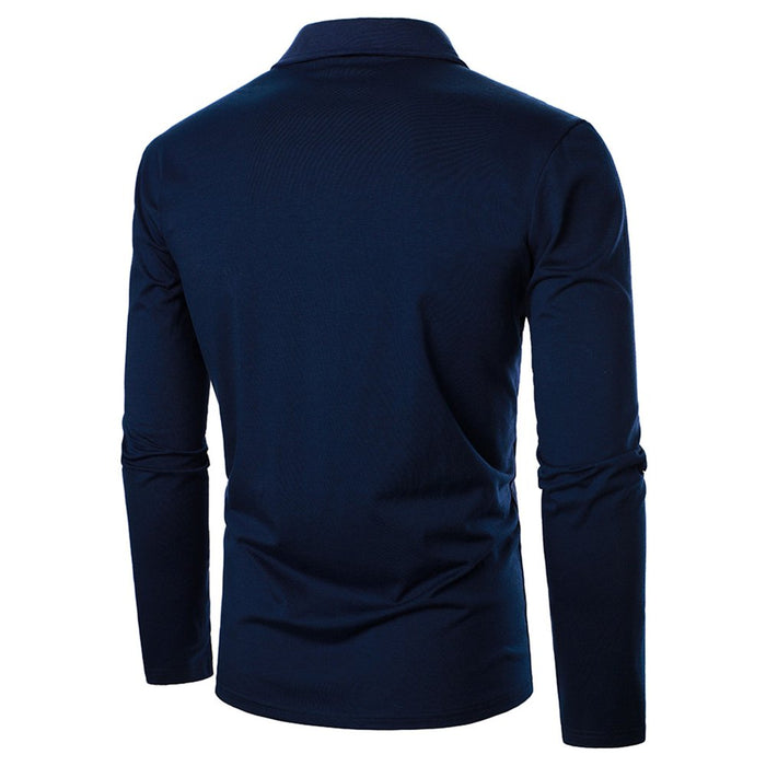 Men Fashion Shirts Stitching Casual Fashion Design Top Long Lapel Loose Sleeve Shirts