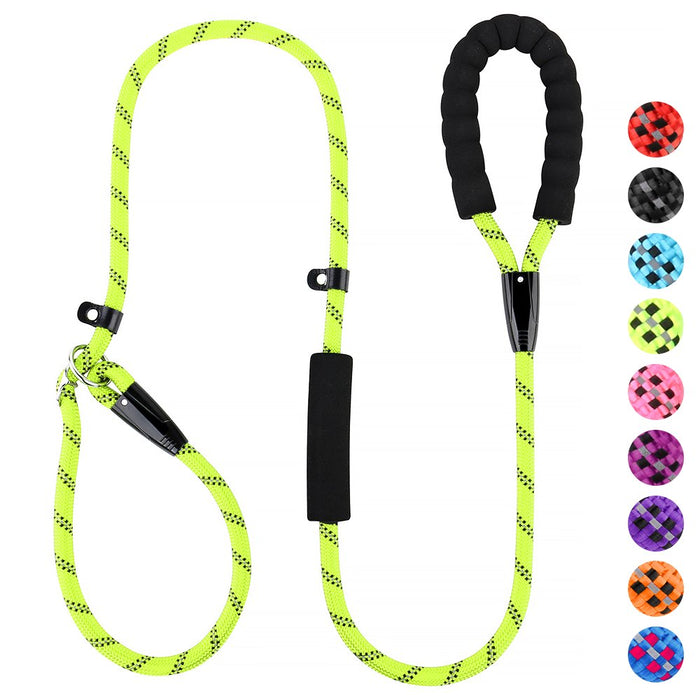 Slip Lead Dog Leash, Anti-Choking with Traffic Padded Two Handles, Reflective Strong Sturdy Heavy Duty Rope Leash, 6FT Dog Training Leash for Medium Large Dogs(6' Green)